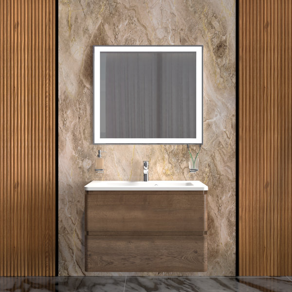 Latitude Run® Gundi 27.3'' Single Bathroom Vanity with Ceramic Top with ...